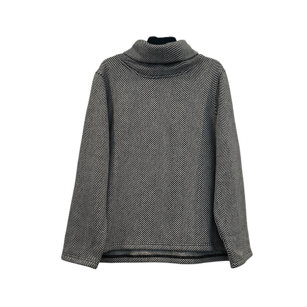 J. Crew Black White Women’s Funnelneck Pullover Polyester Sweater: 2X